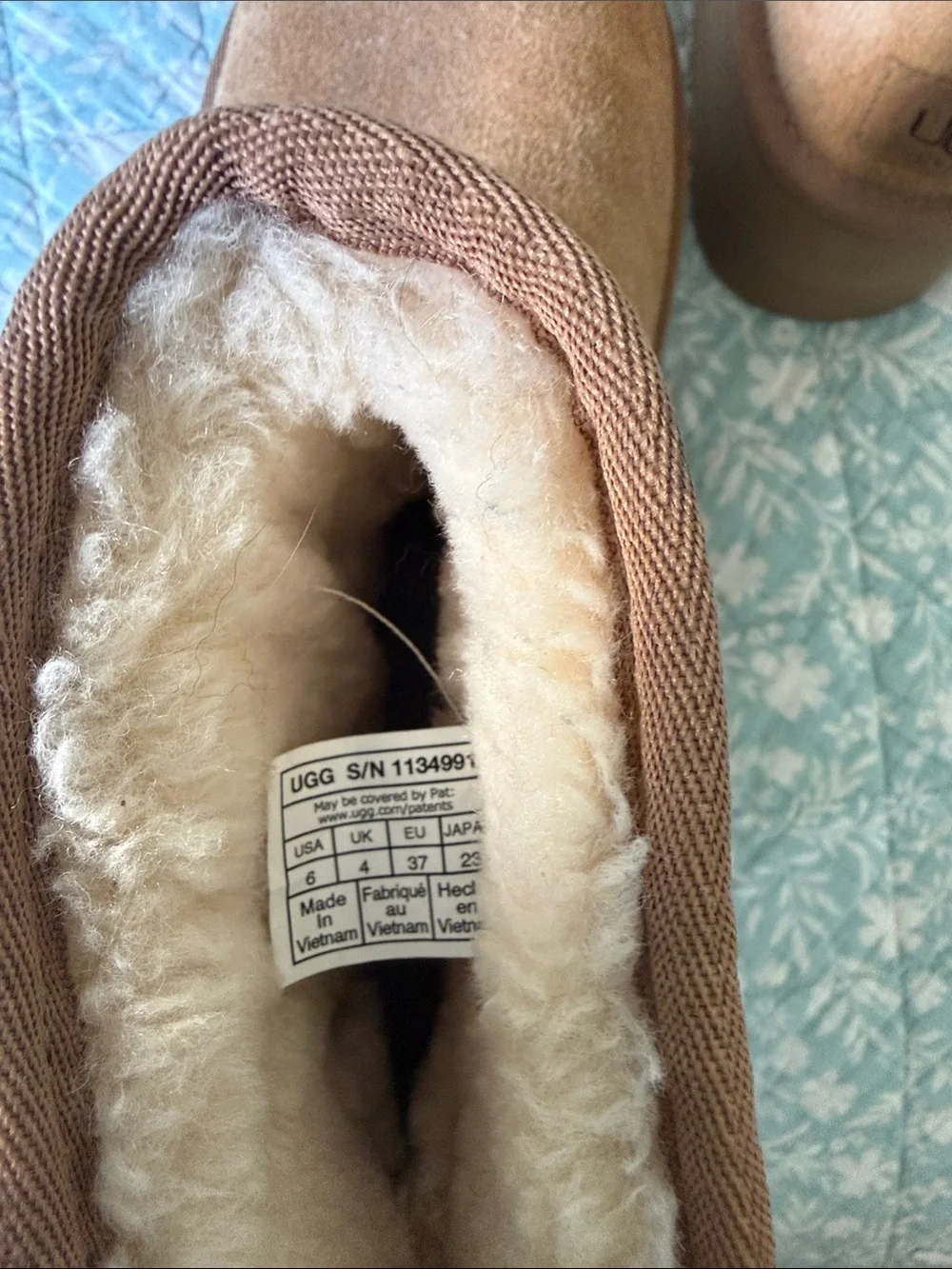 UGG Chestnut Suede Short Platform Booties with Shearling